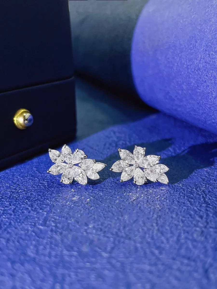 Pear & Marquise Maple Leaf Stud Earrings view 1