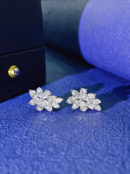 Pear & Marquise Maple Leaf Stud Earrings