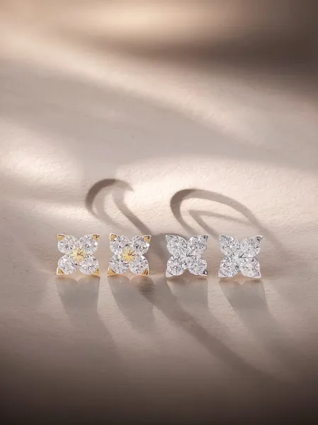 Four-Leaf Clover Diamond Stud Earrings
