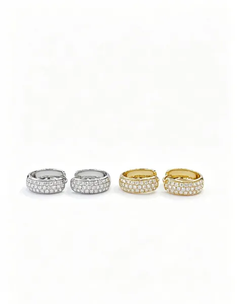 Three-Row Pavé Diamond Stud Earrings