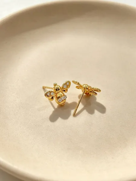 Diamond Bee Stud Earrings