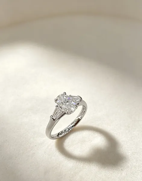 Oval & Baguette Three-Stone Ring