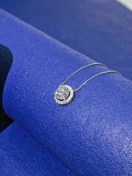 Round Halo Pendant Necklace